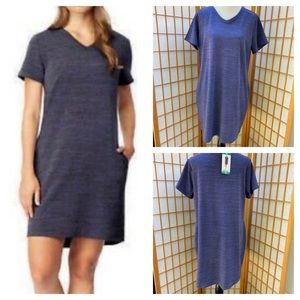 NWT 32 Degrees Cool V-Neck Pocketed T Shirt Dress SZ XL Skipper Blue